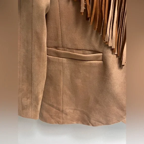 BLUE B Women’s Camel Fringe Studded Long Sleeve Blazer Jacket - Size small - Picture 8 of 8